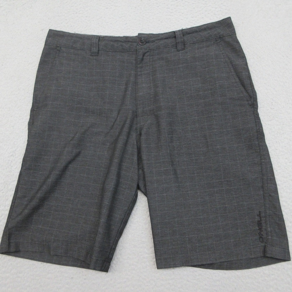 O'Neill Hybrid Walk Shorts Mens 32 Black Check Performance Stretch Golf Casual